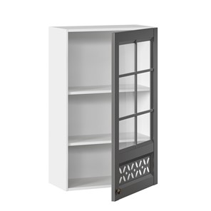 Шкаф на кухню Амели-3 600 высокий со стеклом ЛД 299.450.000.046, Белый/Оникс серый в Заводоуковске - предосмотр 1