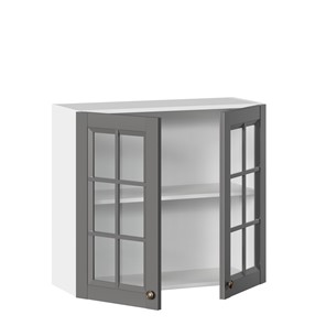 Навесной шкаф Амели-3 800 со стеклом ЛД 299.360.000.034, Белый/Оникс серый в Заводоуковске - предосмотр 1