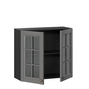 Кухонный навесной шкаф Амели-3 800 со стеклом ЛД 299.360.000.036, Черный/Оникс серый в Тюмени - предосмотр 1