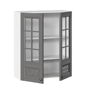 Шкаф на кухню Амели-3 800 высокий со стеклом ЛД 299.460.000.050, Белый/Оникс серый в Заводоуковске - предосмотр 1