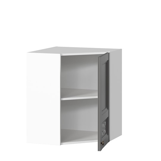 Шкаф настенный Амели-3 угловой 600 ЛД 299.610.000.055, Белый/Оникс серый в Заводоуковске - изображение 1