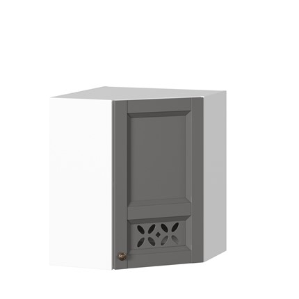 Шкаф настенный Амели-3 угловой 600 ЛД 299.610.000.055, Белый/Оникс серый в Заводоуковске - изображение