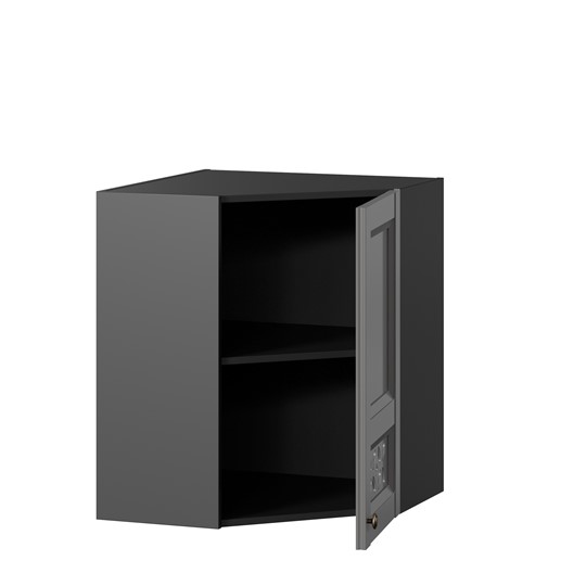Настенный шкаф Амели-3 угловой 600 ЛД 299.610.000.056, Черный/Оникс серый в Заводоуковске - изображение 1
