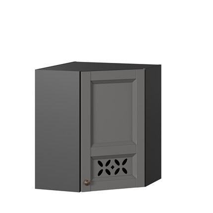 Настенный шкаф Амели-3 угловой 600 ЛД 299.610.000.056, Черный/Оникс серый в Тюмени - изображение