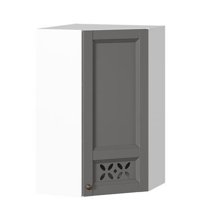 Шкаф настенный Амели-3 угловой 600 высокий ЛД 299.620.000.057, Белый/Оникс серый в Тюмени - изображение