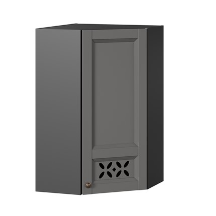 Настенный шкаф Амели-3 угловой 600 высокий ЛД 299.620.000.058, Черный/Оникс серый в Заводоуковске - изображение