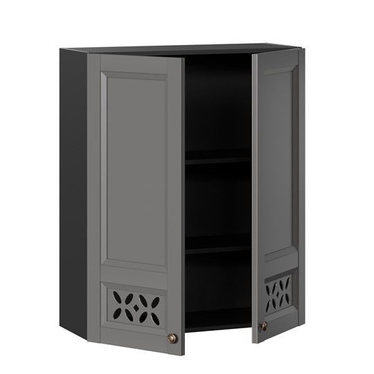Шкаф навесной Амели-3 высокий 800 ЛД 299.460.000.051, Черный/Оникс серый в Заводоуковске - изображение 1
