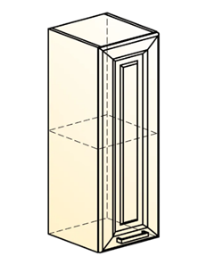 Навесной кухонный шкаф Атланта L200 H720 (1 дв. гл.) эмаль (белый/белый глянец патина золото) в Заводоуковске - предосмотр 1