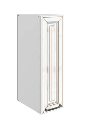 Навесной кухонный шкаф Атланта L200 H720 (1 дв. гл.) эмаль (белый/белый глянец патина золото) в Тюмени - изображение