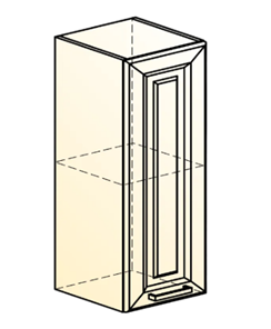 Навесной шкаф Атланта L300 Н720 (1 дв. гл.) эмаль (белый/белый глянец патина золото) в Тюмени - предосмотр 1