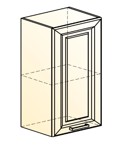 Шкаф настенный Атланта L400 Н720 (1 дв. гл.) эмаль (белый/белый глянец патина золото) в Тюмени - изображение 1