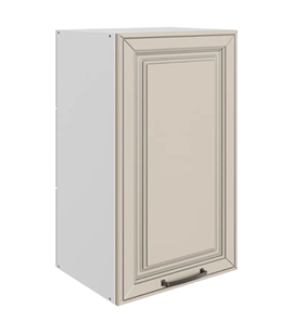 Шкаф на кухню Атланта L400 Н720 (1 дв. гл.) эмаль (белый/сливки патина платина) в Тюмени - предосмотр
