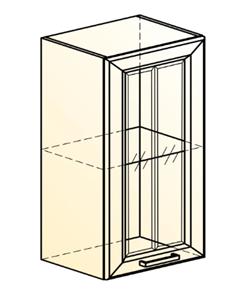 Шкаф кухонный Атланта L400 Н720 (1 дв. рам.) эмаль (белый/белый глянец патина золото) в Тюмени - предосмотр 1