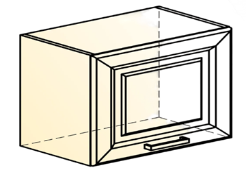 Шкаф навесной Атланта L500 Н360 (1 дв. гл.) эмаль (белый/белый глянец патина золото) в Тюмени - предосмотр 1