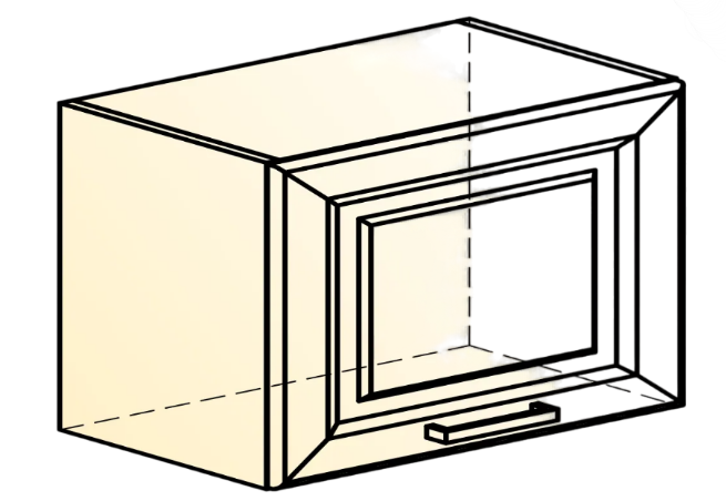 Шкаф навесной Атланта L500 Н360 (1 дв. гл.) эмаль (белый/белый глянец патина золото) в Тюмени - изображение 1