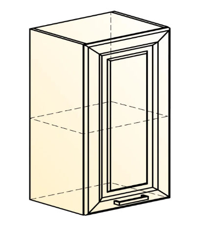 Шкаф на кухню Атланта L500 Н720 (1 дв. гл.) эмаль (белый/белый глянец патина золото) в Тюмени - изображение 1