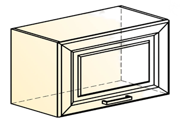 Настенный шкаф Атланта L600 Н360 (1 дв. гл.) эмаль (белый/белый глянец патина золото) в Заводоуковске - предосмотр 1
