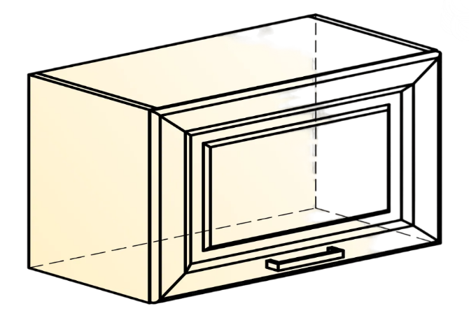 Настенный шкаф Атланта L600 Н360 (1 дв. гл.) эмаль (белый/белый глянец патина золото) в Заводоуковске - изображение 1