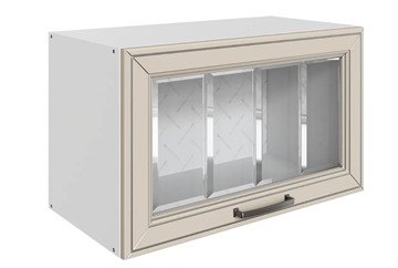Шкаф на кухню Атланта L600 Н360 (1 дв. рам.) эмаль (белый/сливки патина платина) в Тюмени - предосмотр