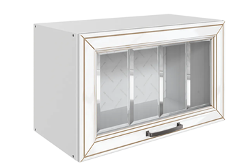 Кухонный шкаф Атланта L600 Н360 (1 дв. рам.) эмаль (белый/белый глянец патина золото) в Тюмени - предосмотр