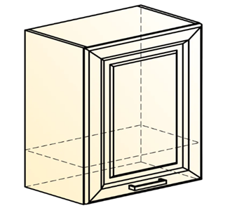 Шкаф настенный Атланта L600 Н566 (1 дв. гл.) эмаль (белый/белый глянец патина золото) в Тюмени - предосмотр 1