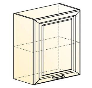 Навесной кухонный шкаф Атланта L600 Н720 (1 дв. гл.) эмаль (белый/белый глянец патина золото) в Заводоуковске - предосмотр 1