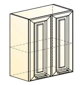 Кухонный навесной шкаф Атланта L600 Н720 (2 дв. гл.) эмаль (белый/белый глянец патина золото) в Заводоуковске - предосмотр 1