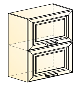 Кухонный шкаф Атланта L600 Н720 (2 дв. гл. гориз.) эмаль (белый/сливки патина платина) в Тюмени - предосмотр 1