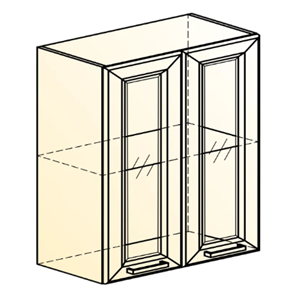 Навесной кухонный шкаф Атланта L600 Н720 (2 дв. рам.) эмаль (белый/белый глянец патина золото) в Тюмени - предосмотр 1