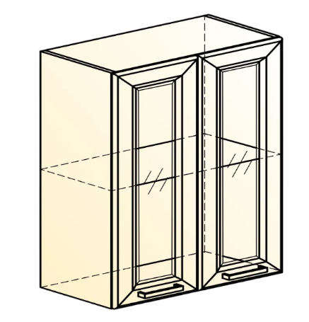 Навесной кухонный шкаф Атланта L600 Н720 (2 дв. рам.) эмаль (белый/белый глянец патина золото) в Заводоуковске - изображение 1