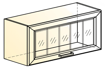 Навесной шкаф Атланта L800 Н360 (1 дв. рам.) эмаль (белый/белый глянец патина золото) в Тюмени - предосмотр 1