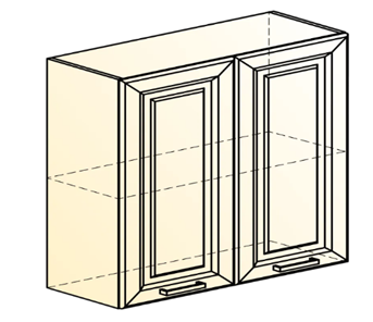Шкаф на кухню Атланта L800 Н720 (2 дв. гл.) эмаль (белый/белый глянец патина золото) в Тюмени - предосмотр 1