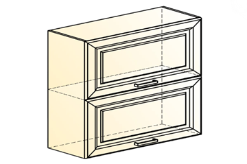 Кухонный шкаф Атланта L800 Н720 (2 дв. гл. гориз.) эмаль (белый/белый глянец патина золото) в Заводоуковске - предосмотр 1