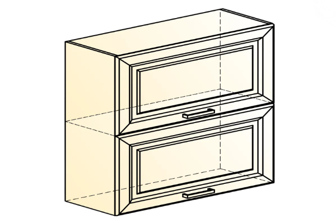 Кухонный шкаф Атланта L800 Н720 (2 дв. гл. гориз.) эмаль (белый/белый глянец патина золото) в Заводоуковске - изображение 1