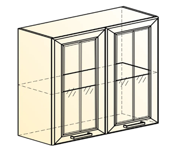 Кухонный шкаф Атланта L800 Н720 (2 дв. рам.) эмаль (белый/белый глянец патина золото) в Заводоуковске - предосмотр 1