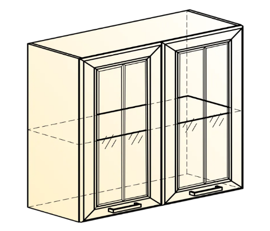 Кухонный шкаф Атланта L800 Н720 (2 дв. рам.) эмаль (белый/белый глянец патина золото) в Заводоуковске - изображение 1