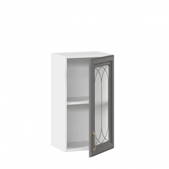 Настенный шкаф Джелатто 400 со стеклом ЛД 241.320.000.102, Белый/Оникс серый в Тюмени - изображение 1