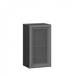 Шкаф настенный Джелатто 400 со стеклом ЛД 241.320.000.144, Черный/Оникс серый в Тюмени - предосмотр