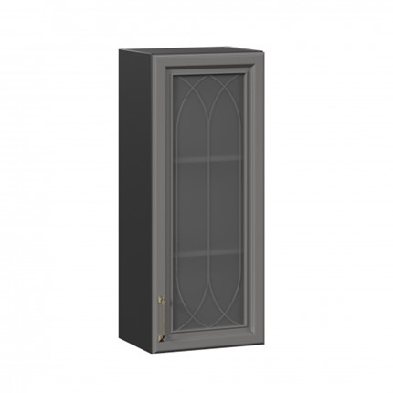 Шкаф настенный Джелатто 400 высокий со стеклом ЛД 241.420.000.152, Черный/Оникс серый в Заводоуковске - изображение