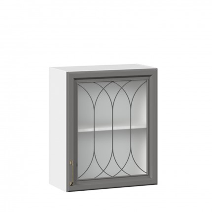 Настенный шкаф Джелатто 600 со стеклом ЛД 241.350.000.105, Белый/Оникс серый в Заводоуковске - изображение