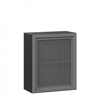 Шкаф навесной Джелатто 600 со стеклом ЛД 241.350.000.147, Черный/Оникс серый в Заводоуковске - изображение