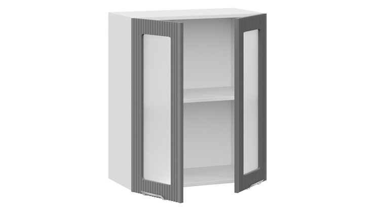 Шкаф навесной Кимберли 1В6С (Белый, Титан) в Заводоуковске - изображение 1