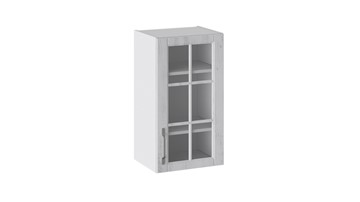 Кухонный шкаф Прованс (Белый глянец/Санторини светлый) со стеклом В_72-40_1ДРс в Тюмени