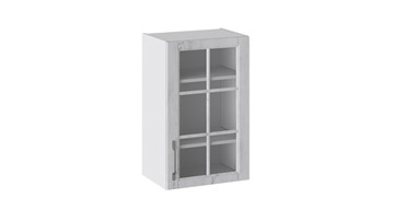 Навесной шкаф Прованс (Белый глянец/Санторини светлый) со стеклом В_72-45_1ДРс в Тюмени