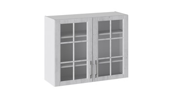 Кухонный шкаф Прованс (Белый глянец/Санторини светлый) со стеклом В_72-90_2ДРс в Тюмени