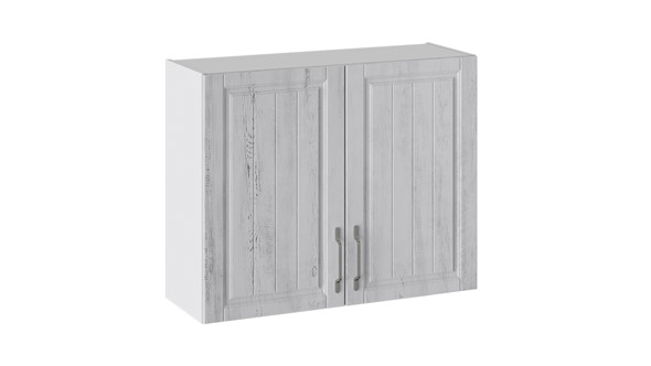 Навесной кухонный шкаф Прованс (Белый глянец/Санторини светлый) В_72-90_2ДР в Тюмени - изображение