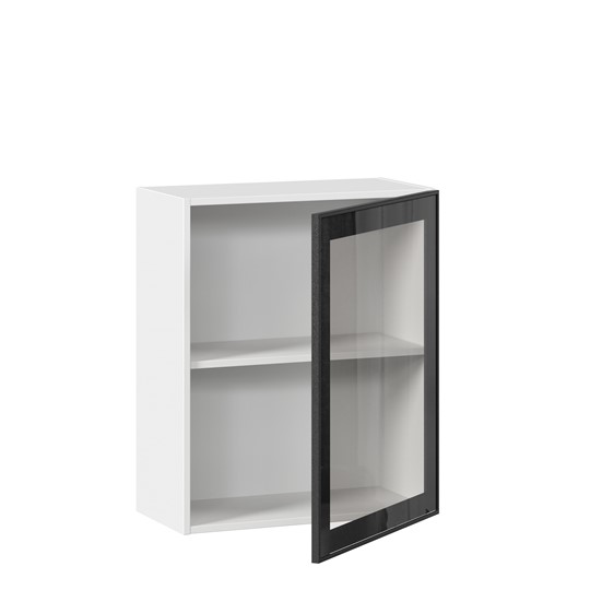 Кухонный шкаф со стеклом 600 Индиго ЛД 298.350.000.105, Белый/Чёрный в Тюмени - изображение 1