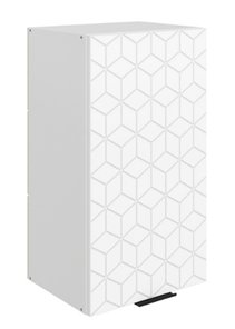 Навесной кухонный шкаф Стоун L400 Н720 (1 дв. гл.) с фрезировкой (белый/джелато софттач) в Заводоуковске