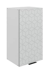 Шкаф кухонный Стоун L400 Н720 (1 дв. гл.) с фрезировкой (белый/лайт грей софттач) в Тюмени - предосмотр