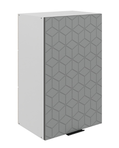 Настенный шкаф Стоун L450 Н720 (1 дв. гл.) с фрезировкой (белый/оникс софттач) в Тюмени - предосмотр